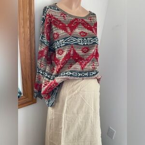 M L Ralph Lauren Denim Supply cotton Aztec southwestern light sweater boatneck